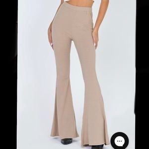 princess polly beige ribbed flare pants